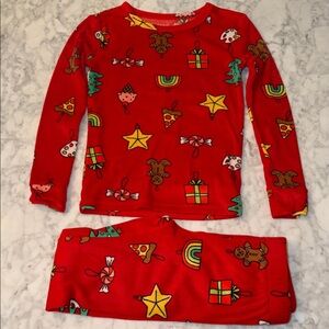 Cat & Jack Red Pajama Set with Fun Pizza Christmas Prints 8